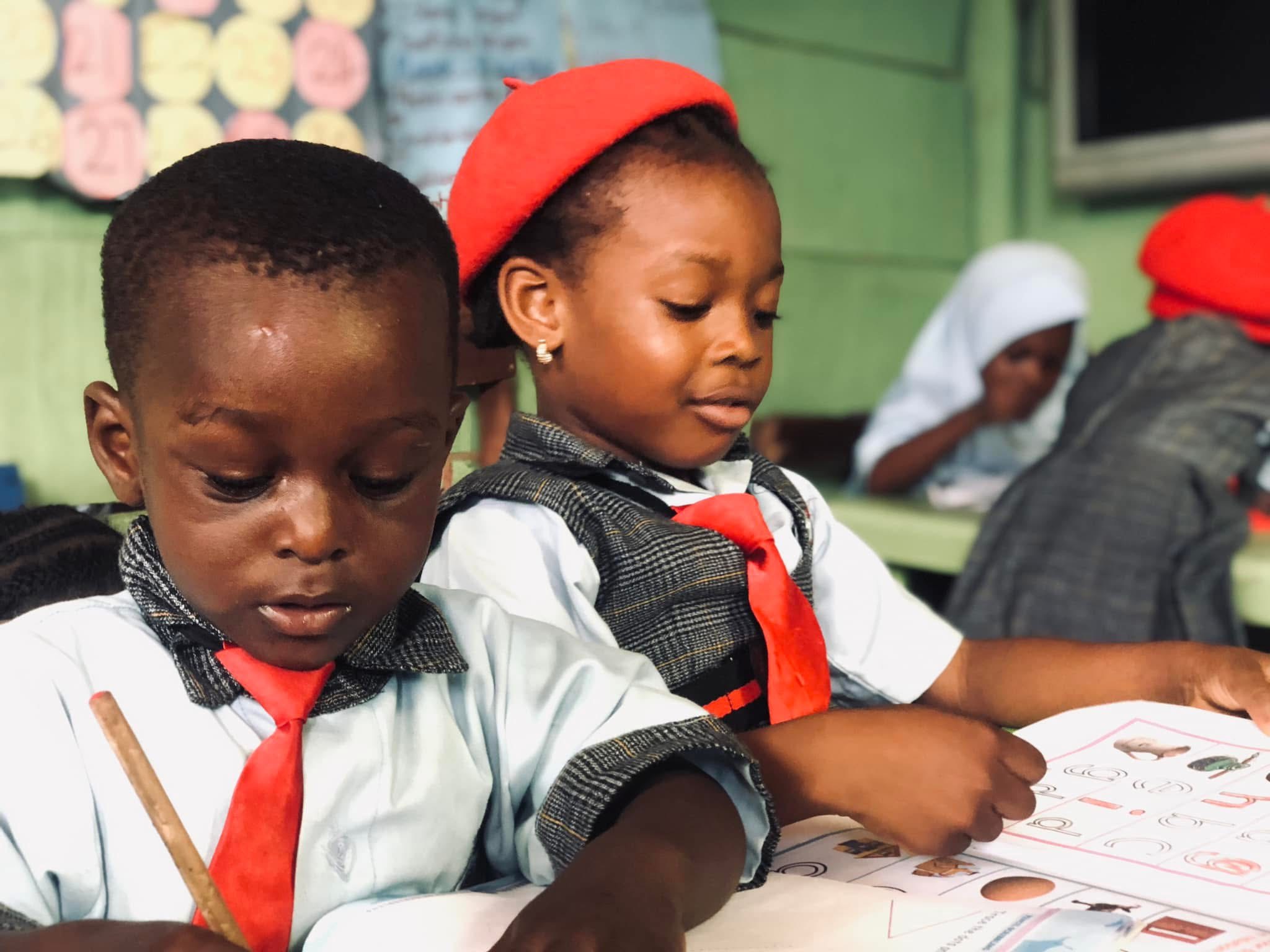 Nursery children in a learning activity